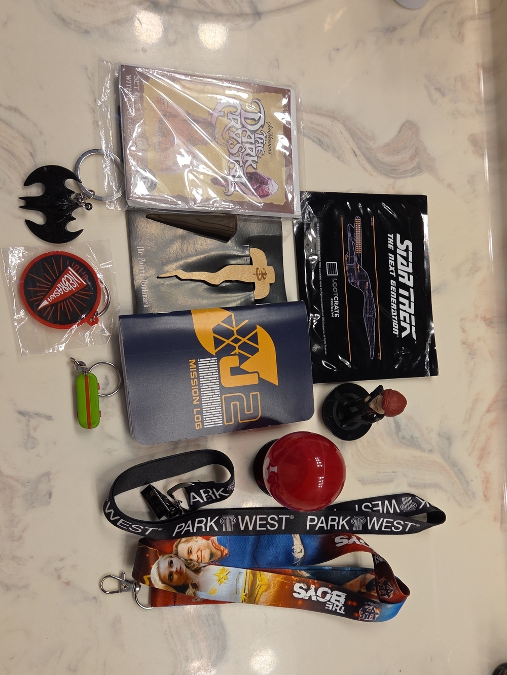 Assorted Fan Convention Lanyards and Collectibles - Black, Blue, Red, Green